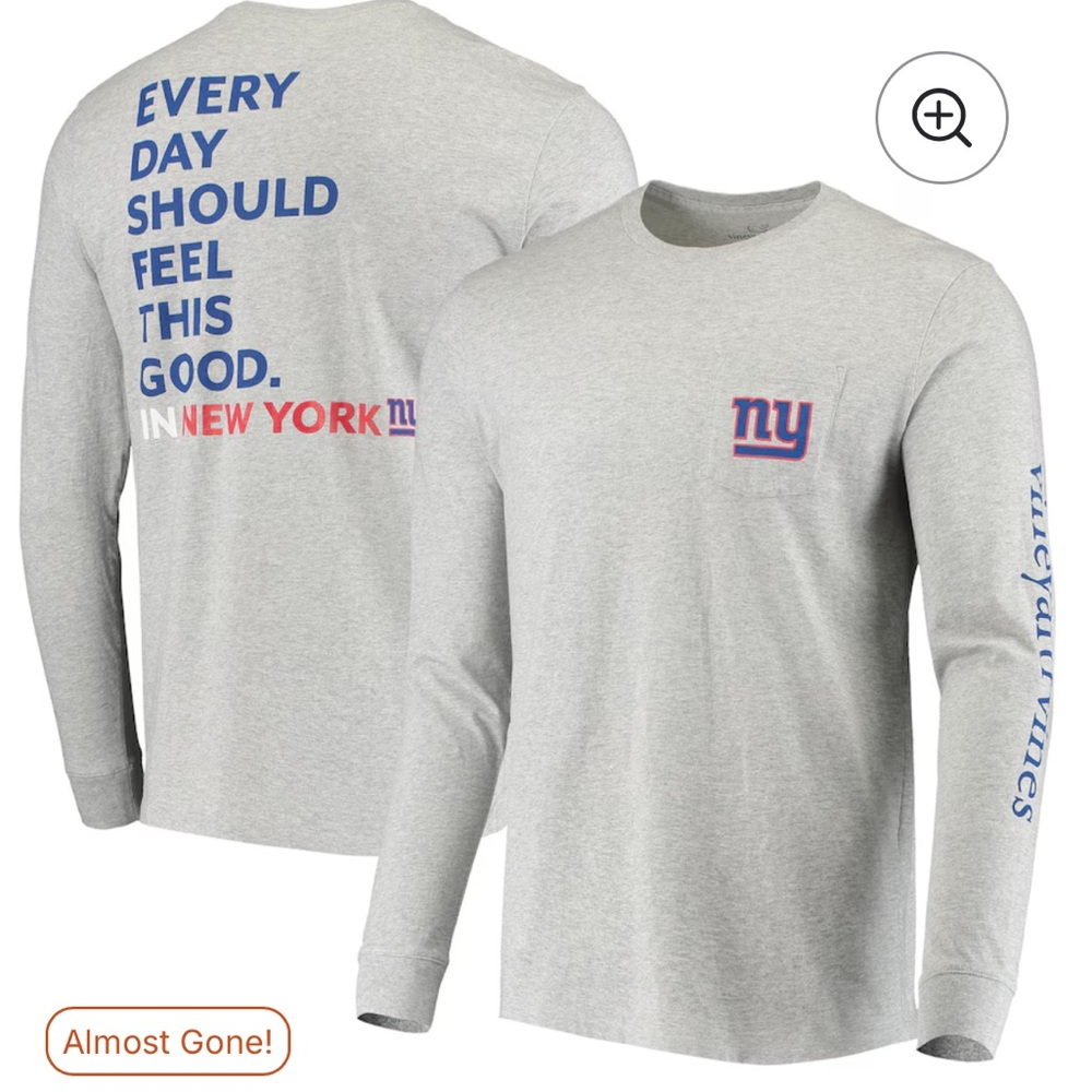 Vineyard Vines Heathered Gray Long Sleeve with giants Logo
